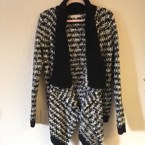 Black and white LOFT knit Cardigan sweater